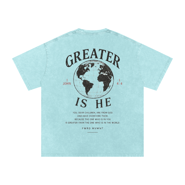 1 John 4:4 Snow Washed Oversized Tee