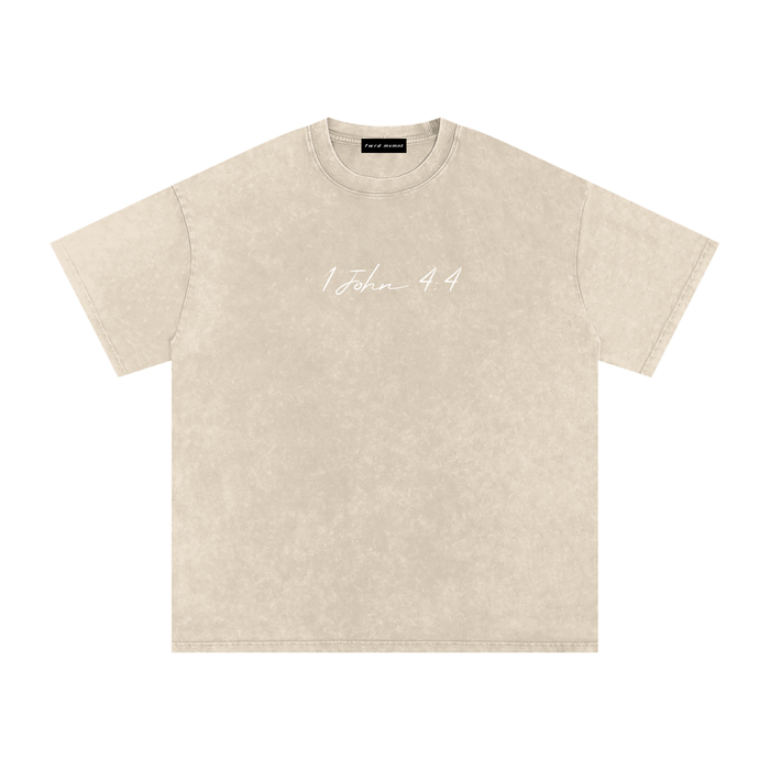 1 John 4:4 Snow Washed Oversized Tee