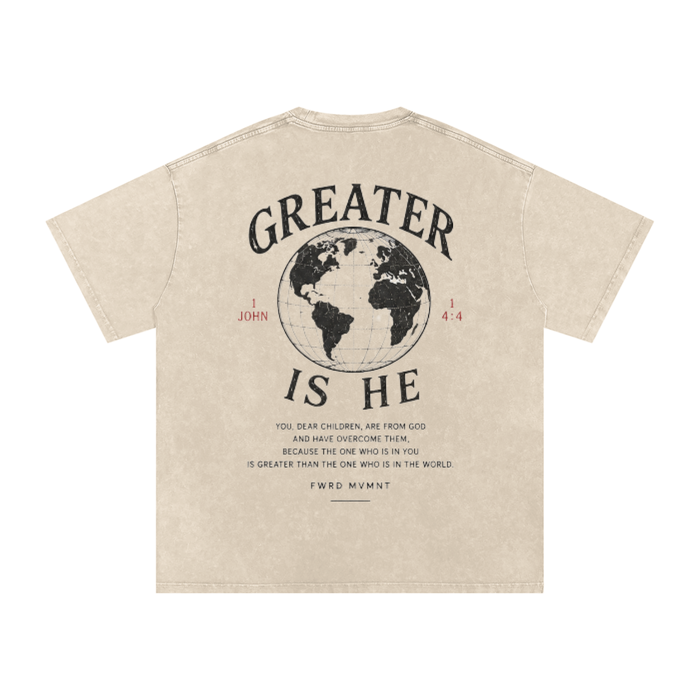 1 John 4:4 Snow Washed Oversized Tee
