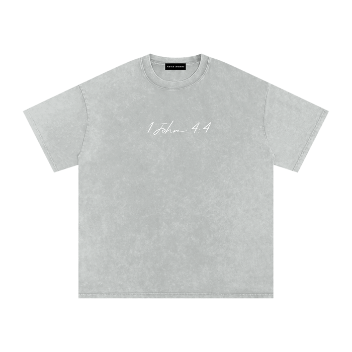 1 John 4:4 Snow Washed Oversized Tee