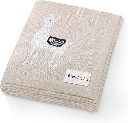 100% Luxury Cotton Swaddle Receiving Baby Blanket - Llama