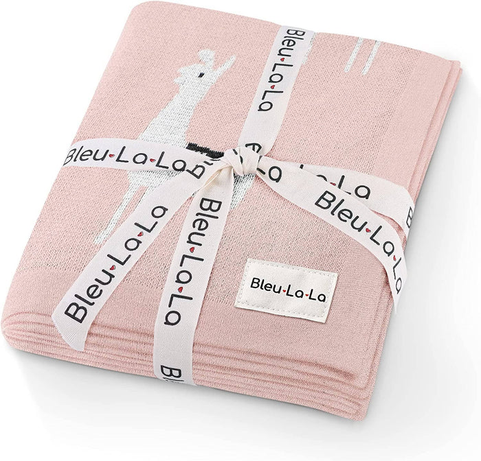 100% Luxury Cotton Swaddle Receiving Baby Blanket - Llama