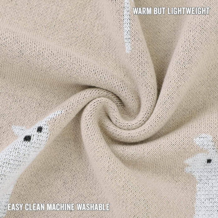 100% Luxury Cotton Swaddle Receiving Baby Blanket - Llama