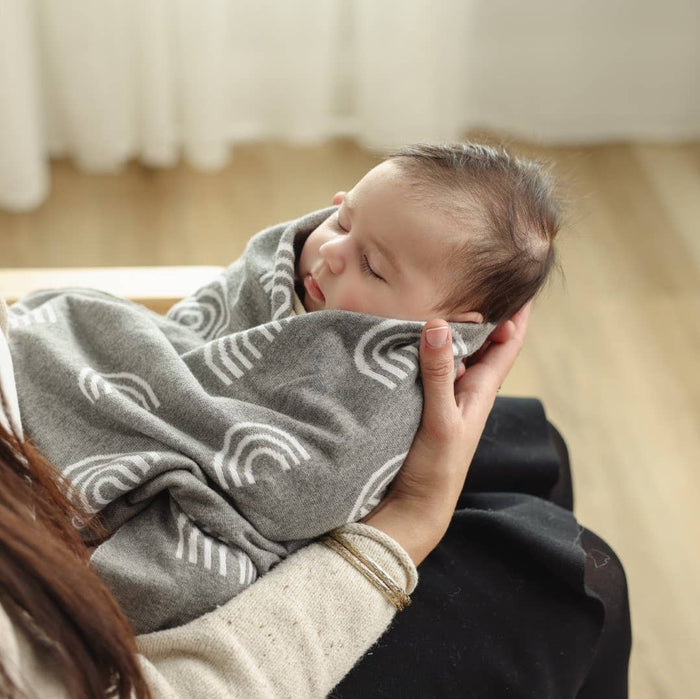 100% Luxury Cotton Swaddle Receiving Baby Blanket - Rainbow