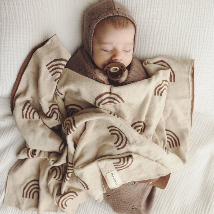 100% Luxury Cotton Swaddle Receiving Baby Blanket - Rainbow