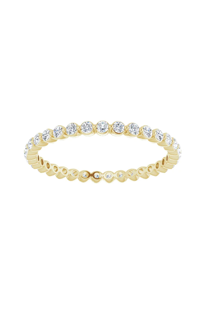 1.5mm Halo Diamond Eternity Band - White Diamonds Yellow Gold
