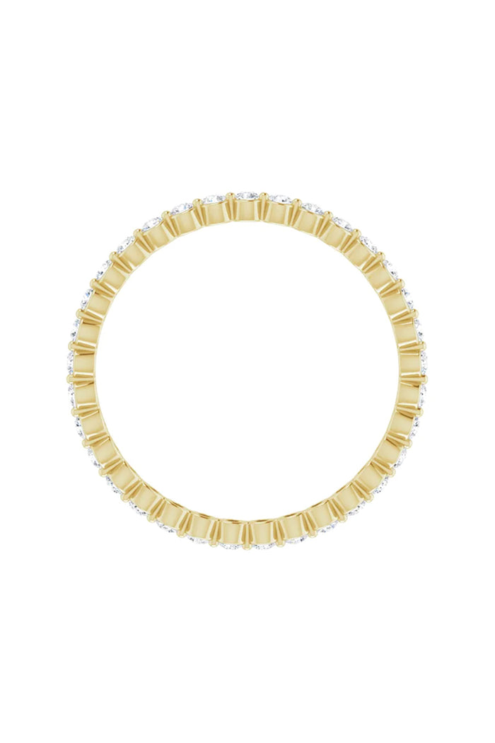 1.5mm Halo Diamond Eternity Band - White Diamonds Yellow Gold