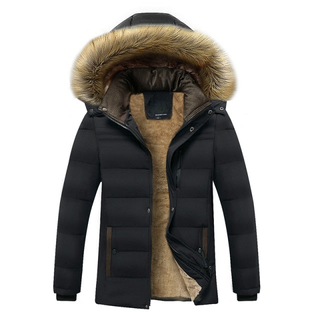 2021 Winter New Warm Thick Fleece Waterproof Hooded Fur Collar Parka - foxberryparkproducts
