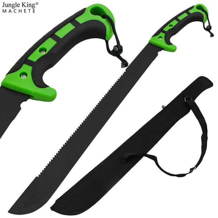 24.5 Inch Jungle King Machete Rubber Grip Handle - Undead Green