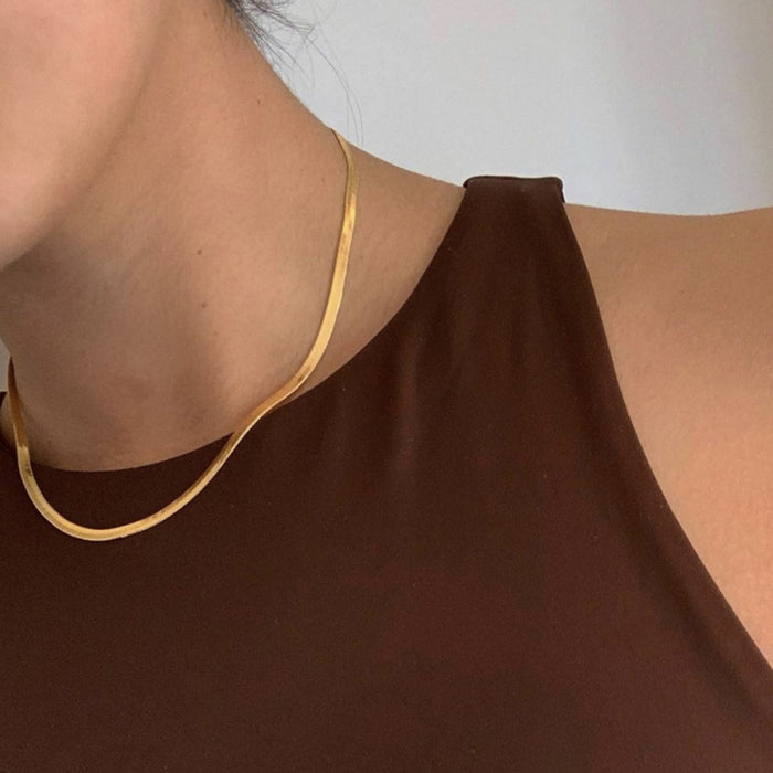 24K Gold Blade Snakebone Necklace - foxberryparkproducts