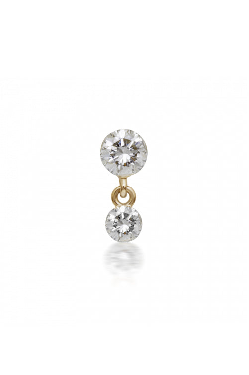 2mm-1.5mm Invisible Set Diamond Dangle Earstud - Yellow Gold