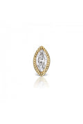 3.7mm Scalloped Marquise Diamond Earstud - Yellow Gold