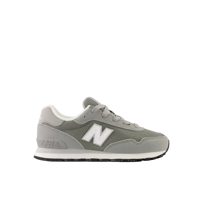 A mobile app listing page showing a gray and white New Balance 515 sneaker for boys, with the text 'BOYS LITTLE KID 515 SNEAKER' and a price of $59.99.