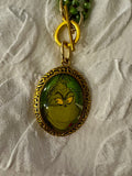 Jade Grinch Brooch Necklace