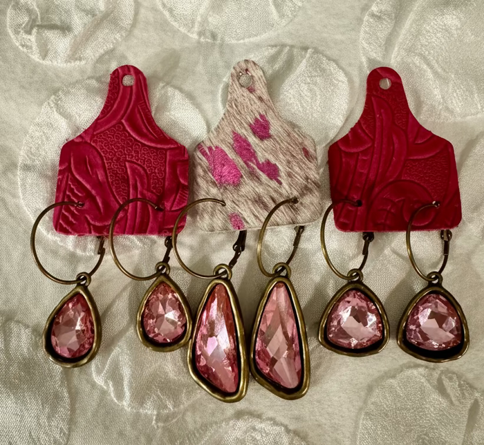 Pink Stone Dangle Earrings
