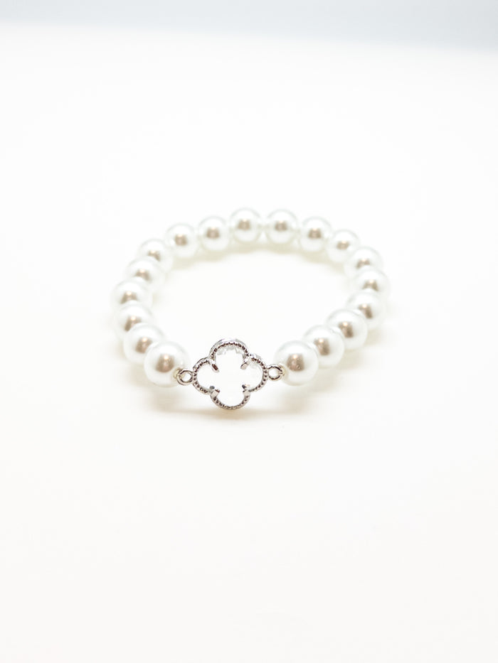 Abital Pearl Clover Bracelet in Silver