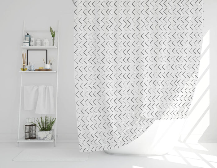 Black White Geometric Shower Curtain, Modern Minimalist Bathroom Decor, Abstract Pattern Bathroom Curtain, Contemporary Bathroom Accessories, Scandinavian Bathroom Decor, Made in the USA | Pippa + June
