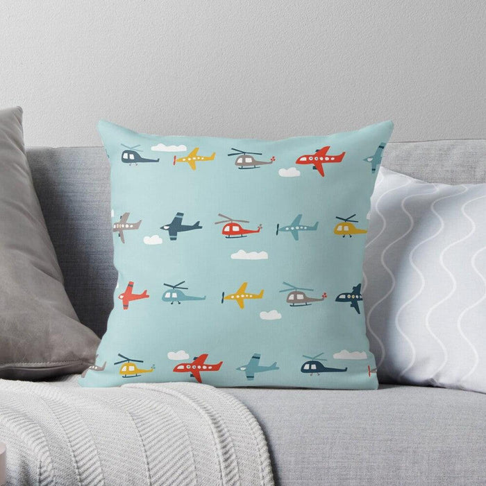 Boys Throw Pillow Transport Airplanes, Boys Bedding, Boys Nursery Decor and Accessories, Made in the USA | Pippa + June