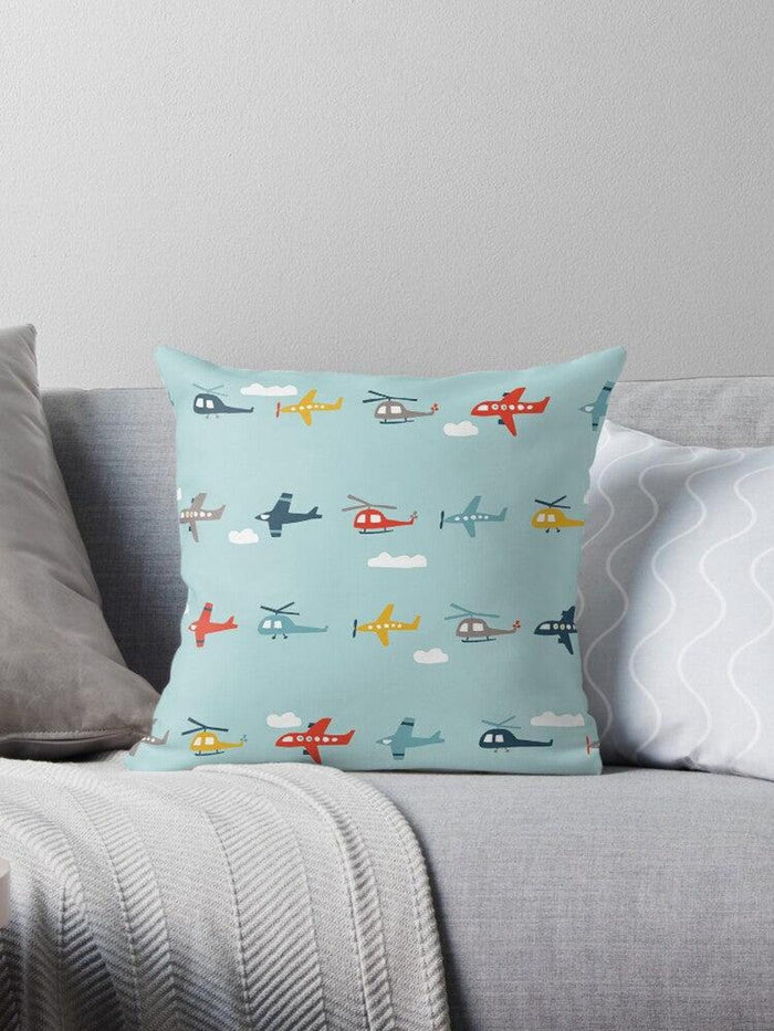 Boys Throw Pillow Transport Airplanes, Boys Bedding, Boys Nursery Decor and Accessories, Made in the USA | Pippa + June