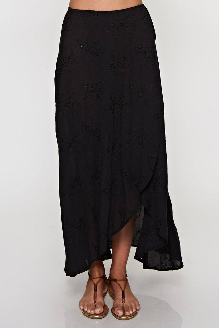All Over Embroidered Eyelet Wrap Skirt