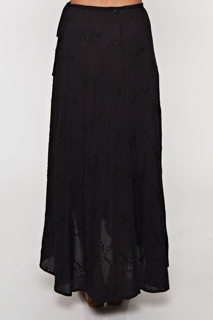 All Over Embroidered Eyelet Wrap Skirt