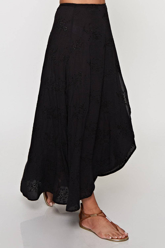 All Over Embroidered Eyelet Wrap Skirt