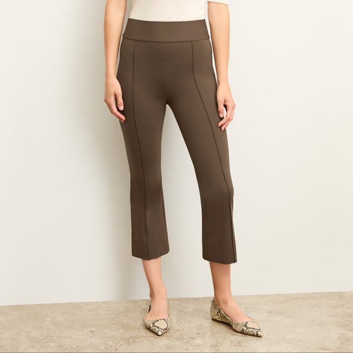 Front image of a woman wearing the allyn pants in ash | Lead
