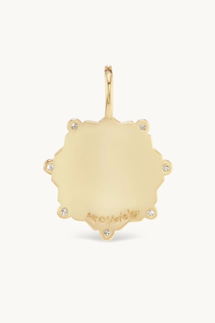 Alphabet Coin Pavé Charm - Yellow Gold