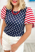 American Flag Puff Sleeve Top