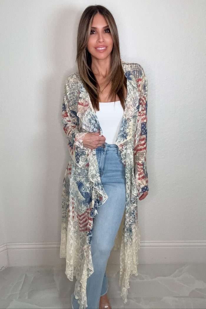 Style the Americana Sparkle Duster exclusively at Born To Glam