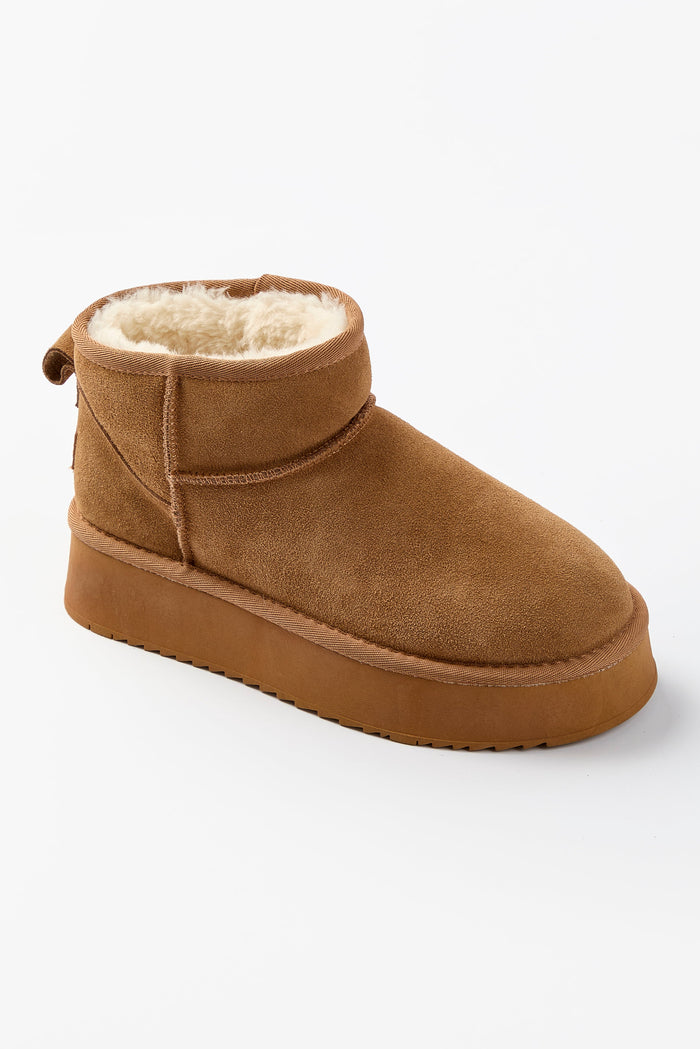Amwell Genuine Suede Mini Boots - Chestnut