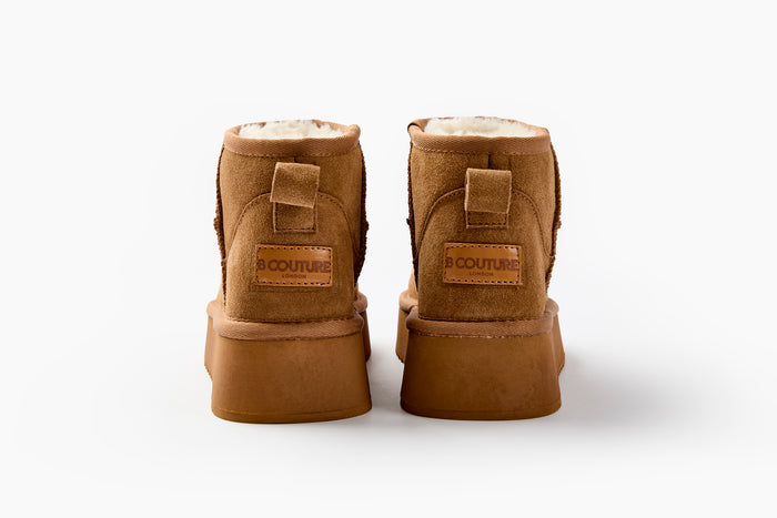 Amwell Genuine Suede Mini Boots - Chestnut