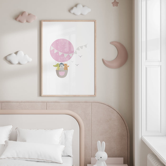 Girls Wall Art Hot Air Balloon, Baby Wall Decor, Girls Bedroom Decor, Nursery Decor, Nursery Wall Art, Made in the USA | Pippa + June