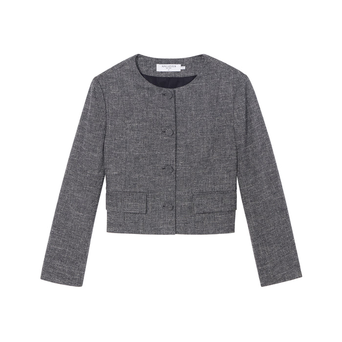 packshot image of
 the aniya jacket in black/white