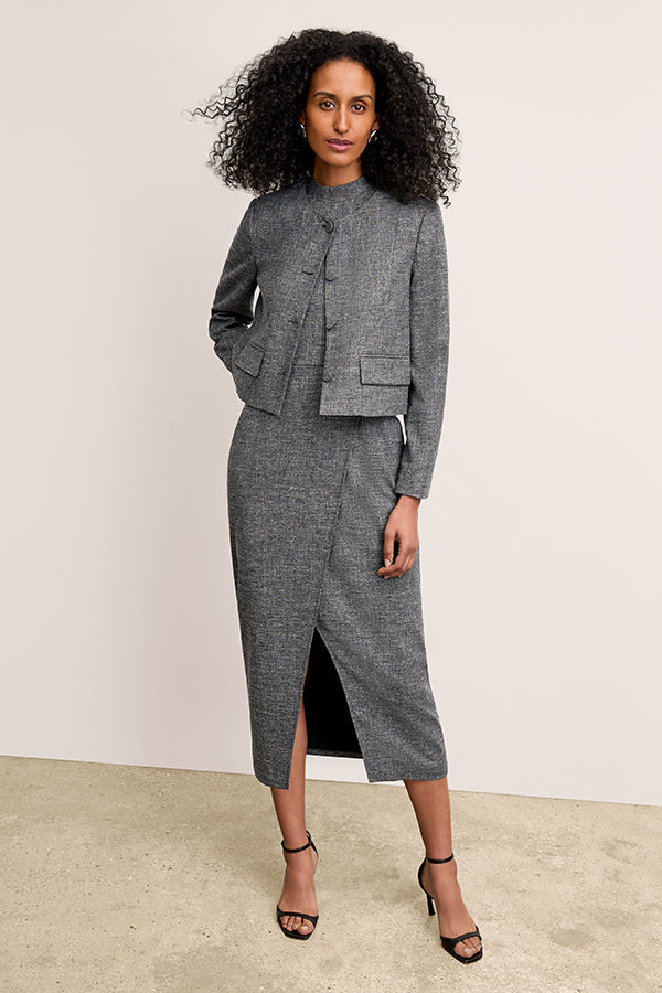 front image of a woman wearing the aniya jacket in black/white | Exclude | Grid