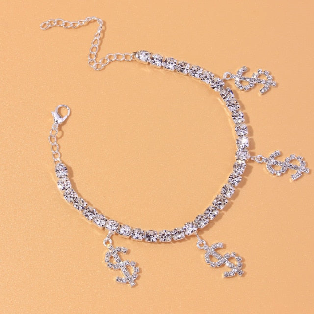 Anklet-Bracelet  Fashion Heart Rhinestone           ID A114 - 1140 - foxberryparkproducts