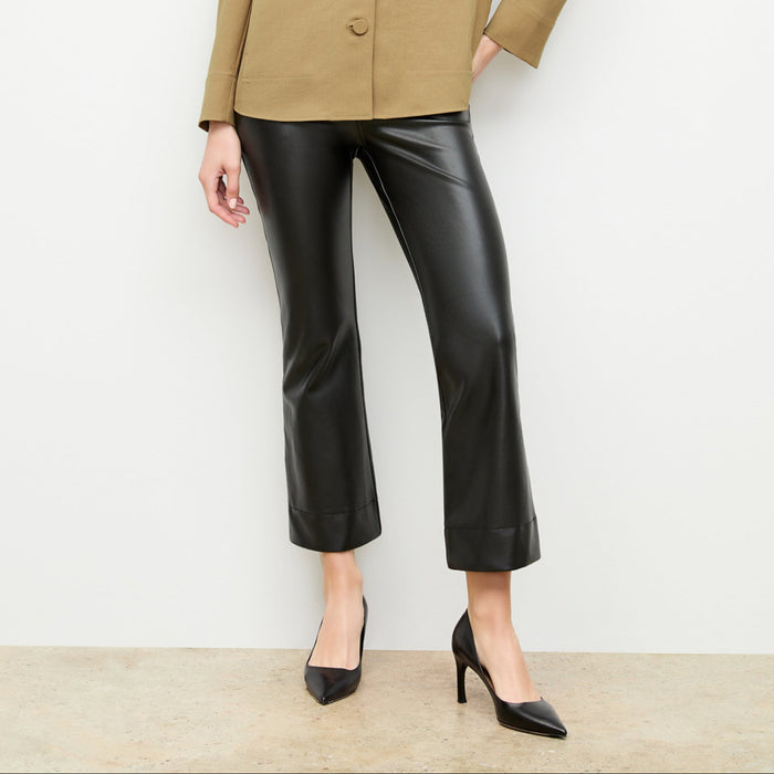 Front image of a woman wearing the archie pant in black | Lead