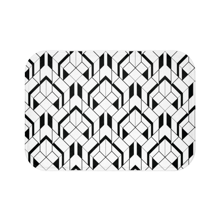 Art Deco Bath Mat Black White, Contemporary Shower Mats, Modern Bath Rugs, Bathroom Bath Mat, Modern Bathroom Decor, Minimalist Bath