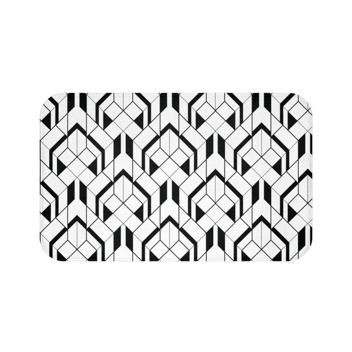 Art Deco Bath Mat Black White, Contemporary Shower Mats, Modern Bath Rugs, Bathroom Bath Mat, Modern Bathroom Decor, Minimalist Bath