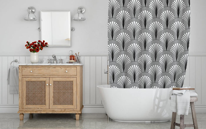 Art Deco Shower Curtain Retro, Vintage Bathroom Decor | Pippa + June