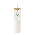 Aviana™ Journey Glass Tumbler with Straw - 20 Oz - White | Custom Branded | Lemon Print