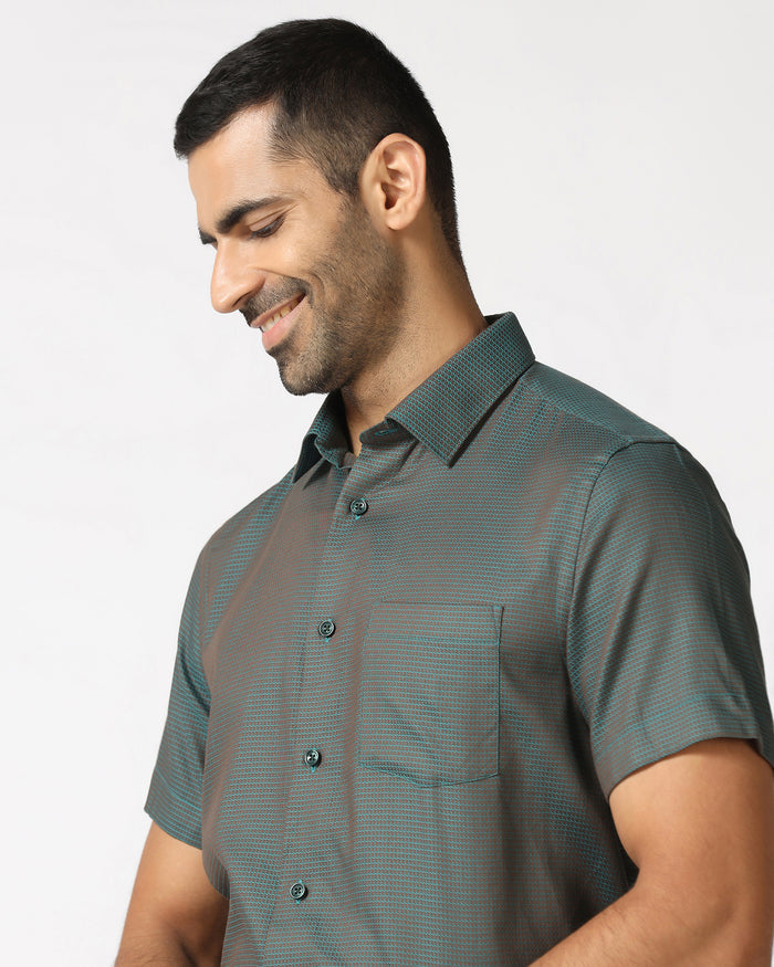 Beetle Half Sleeve Textured Shirt - Recite