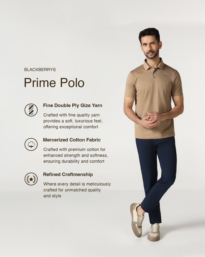 Beige Abstract Print Polo - Deco