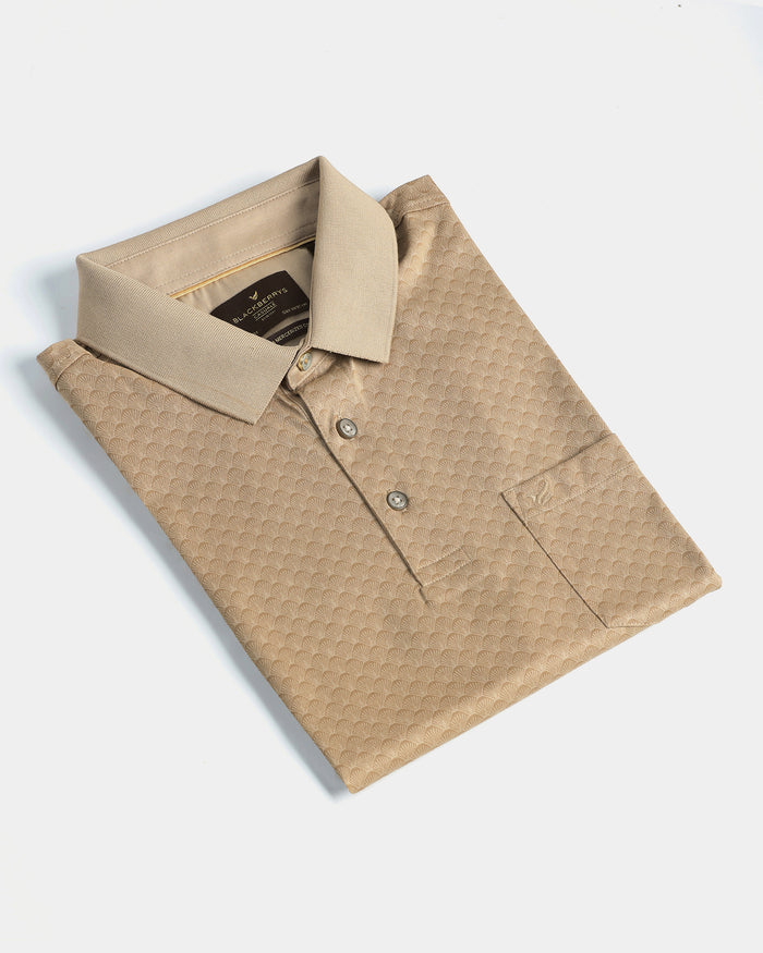 Beige Abstract Print Polo - Deco