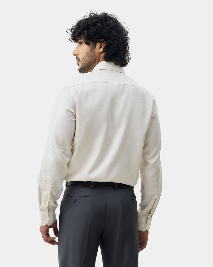 Beige Non Iron Textured Shirt - Elon