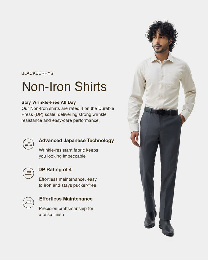 Beige Non Iron Textured Shirt - Elon