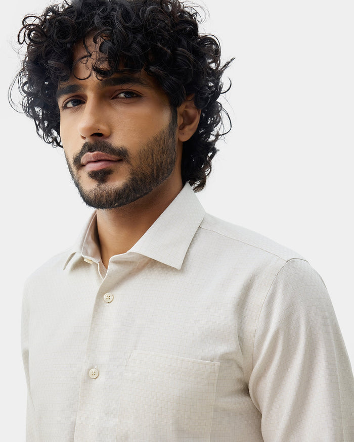 Beige Non Iron Textured Shirt - Elon