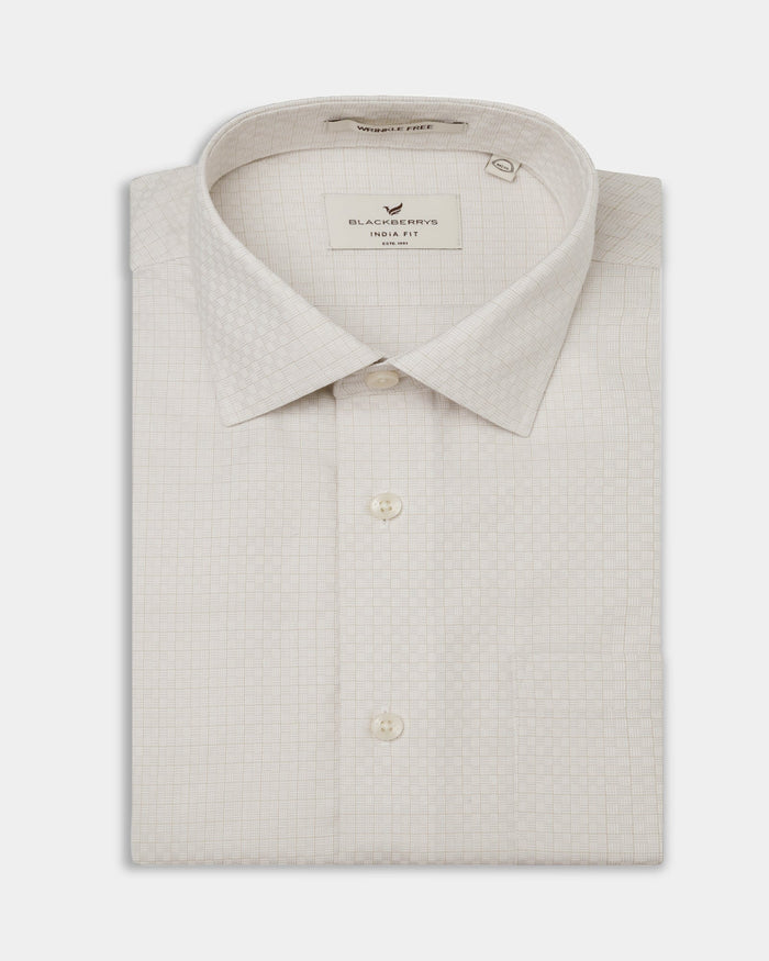 Beige Non Iron Textured Shirt - Elon