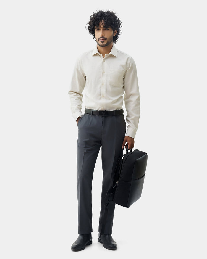 Beige Non Iron Textured Shirt - Elon