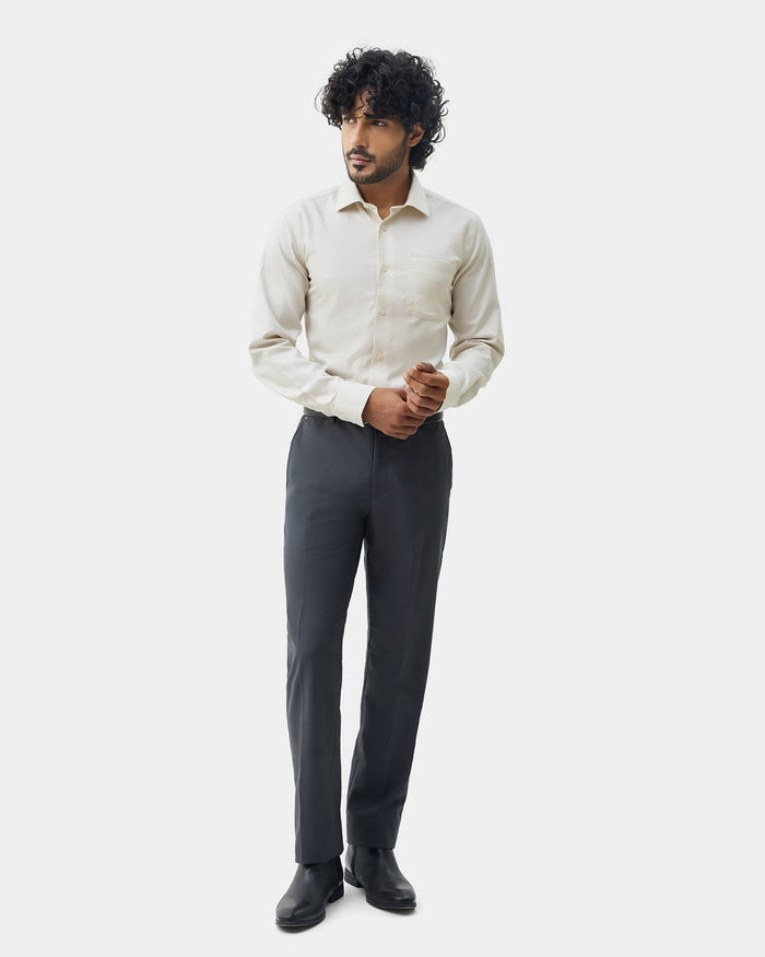 Beige Non Iron Textured Shirt - Elon